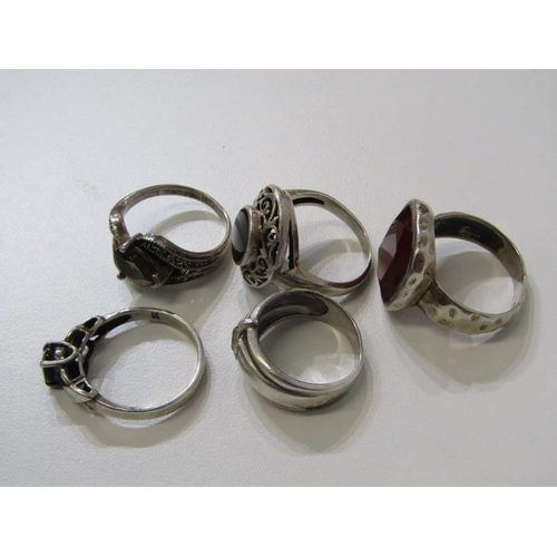 168 - SILVER RINGS, 5 stoneset silver rings, various sizes