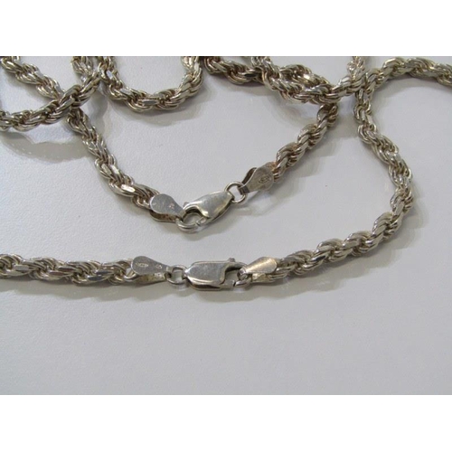 177 - SILVER NECKLACES, 2 heavy silver rope style necklaces, 28