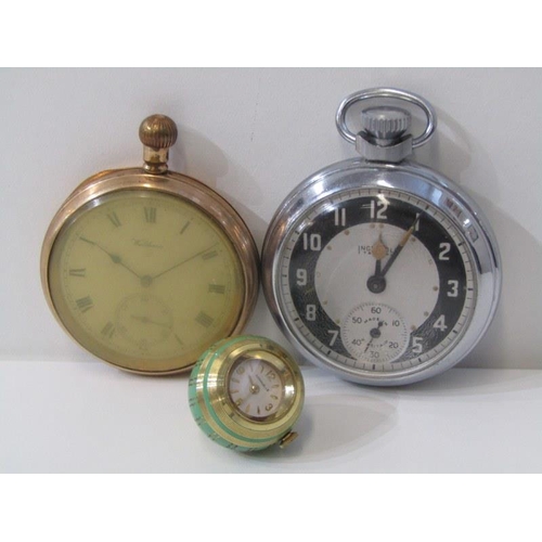 191 - POCKET WATCHES, unusual caravelle shaped watch on pendant mount, 1930s Ingersoll plated pocket watch... 