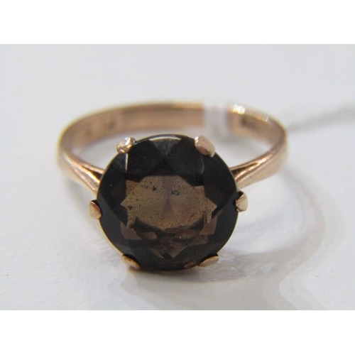 239 - GOLD DRESS RING, 9ct yellow gold ring, set a dark citrine, size L