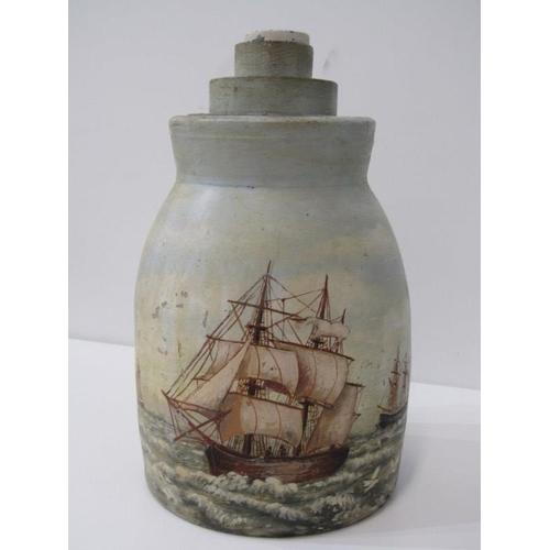 24 - ORIENTAL CERAMICS, Chinese stoneware lidded large ginger jar, 25cm height; also a galleon painted ea... 