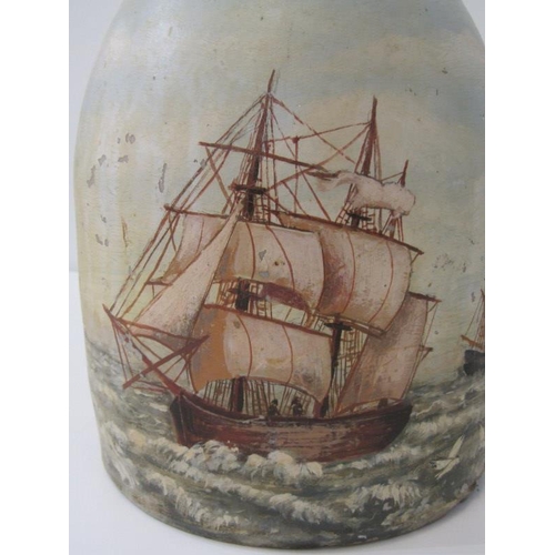 24 - ORIENTAL CERAMICS, Chinese stoneware lidded large ginger jar, 25cm height; also a galleon painted ea... 