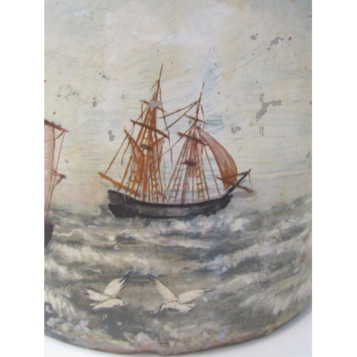 24 - ORIENTAL CERAMICS, Chinese stoneware lidded large ginger jar, 25cm height; also a galleon painted ea... 