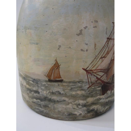 24 - ORIENTAL CERAMICS, Chinese stoneware lidded large ginger jar, 25cm height; also a galleon painted ea... 