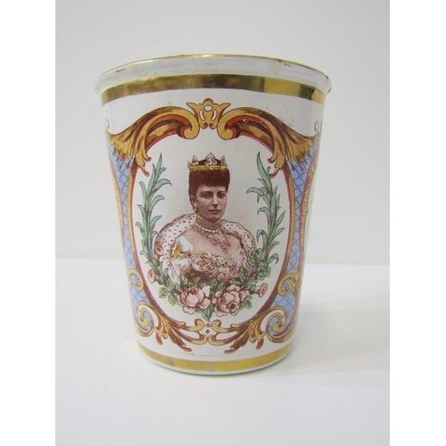 34 - COMMEMORATIVE, Minton, 1897, Jubilee tumbler by Mortlock's, Edward VII, 1902, enamelled beaker, 3 go... 