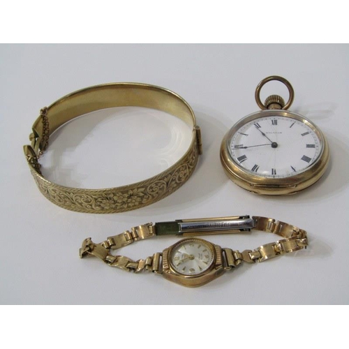 360 - LADY'S GOLD WRISTWATCH, POCKET WATCH etc lady's Rotary gold cased wristwatch on plated strap, also p... 