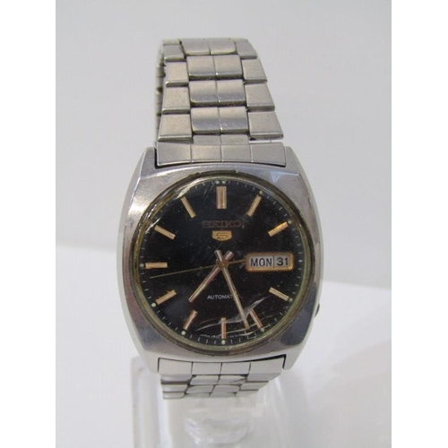 361 - GENTS SEIKO WATCH, retro Seiko black dial automatic wristwatch