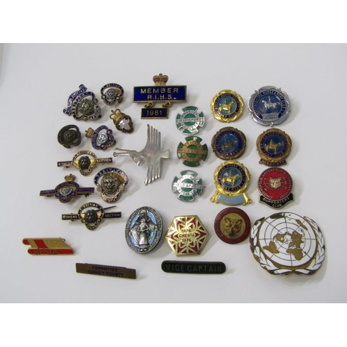 365 - COLLECTION OF ENAMELED BADGES, including Royal British Legion, NATO, British Horse and Pony Club etc... 