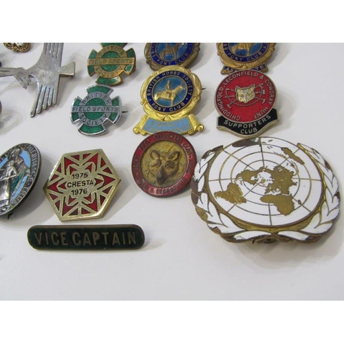 365 - COLLECTION OF ENAMELED BADGES, including Royal British Legion, NATO, British Horse and Pony Club etc... 