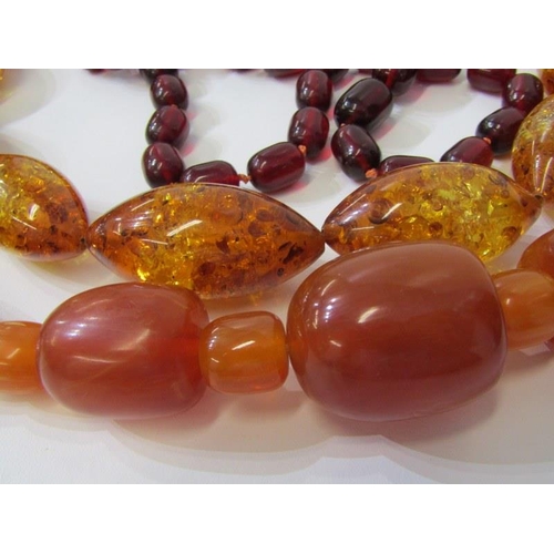 369 - AMBER STYLE NECKLACES, 3 amber style necklaces 2 x 24'', 1 x 20'' in length