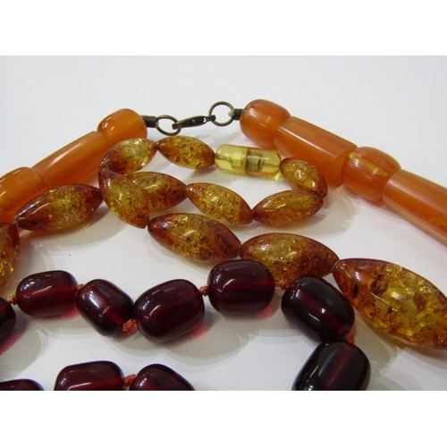 369 - AMBER STYLE NECKLACES, 3 amber style necklaces 2 x 24'', 1 x 20'' in length