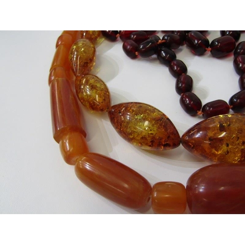 369 - AMBER STYLE NECKLACES, 3 amber style necklaces 2 x 24'', 1 x 20'' in length