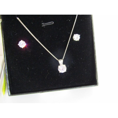 381 - 4 SILVER STONESET PENDANTS, on finelink chains in retail boxes