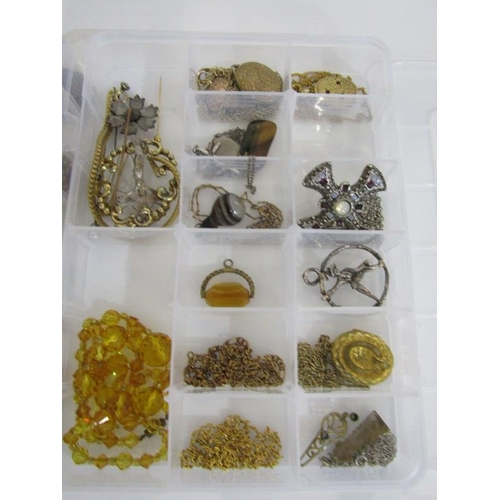 398A - PLASTIC TRAYS OF COSTUME JEWELLERY, trays of assorted bracelets, necklaces, stoneset bar brooches, t... 