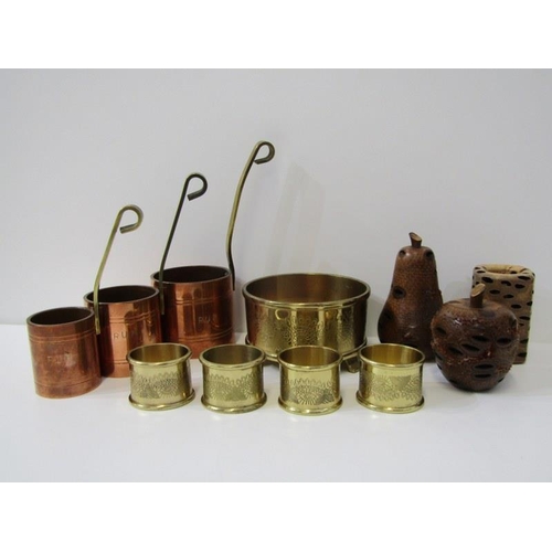 41 - TREEN, three wooden ornaments & decorative metal giftware