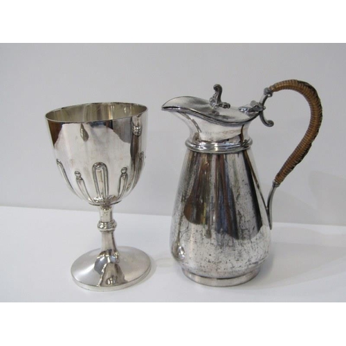 42 - SILVERPLATE, Victorian plated goblet, Georgian design chrome candlestick & other plated ware