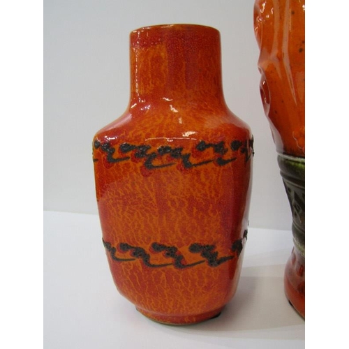 44 - WEST GERMAN LAVA, 50cm floor vase, model no. 547/52 together with similar square based 21cm vase