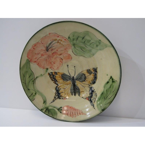 47 - STUDIO POTTERY, Paul Jackson signed shallow butterfly bowl, 29 cm diameter