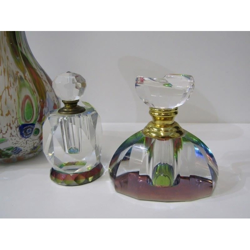 483 - PERFUME BOTTLES, collection of 4 decorative cut glass perfume bottles and Murano type glass vase