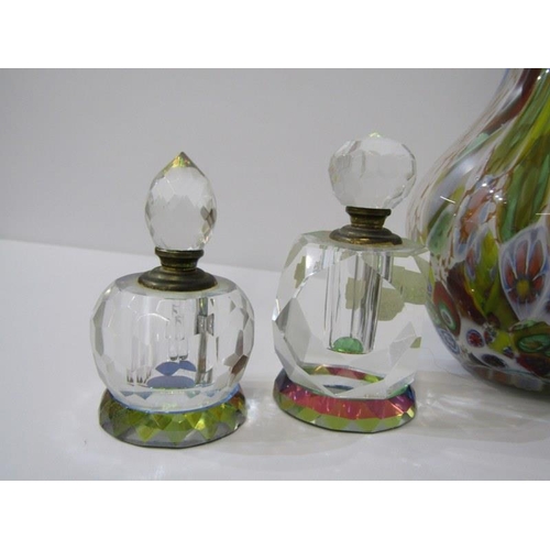 483 - PERFUME BOTTLES, collection of 4 decorative cut glass perfume bottles and Murano type glass vase