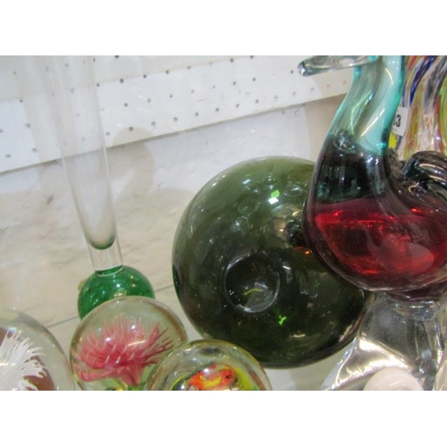 484 - PAPERWEIGHTS, collection of 12 assorted paperweights including elephant paperweight and Mdina, also ... 