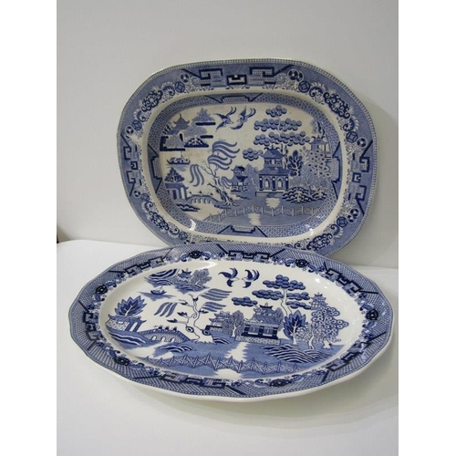 49 - WADE, family of Wade Nat West piggy banks together with 2 vintage Willow pattern meat plates