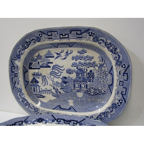 49 - WADE, family of Wade Nat West piggy banks together with 2 vintage Willow pattern meat plates