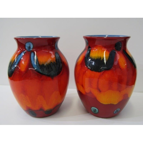 52 - POOLE, pair of Delphis design, 20cm oviform vases