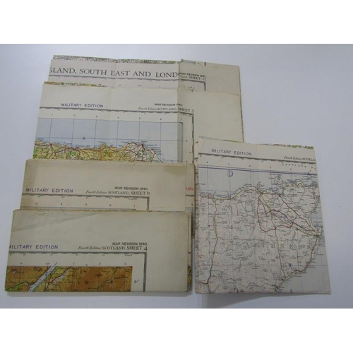 66 - MILITARY MAPS, 5 folded military of Scotland & England