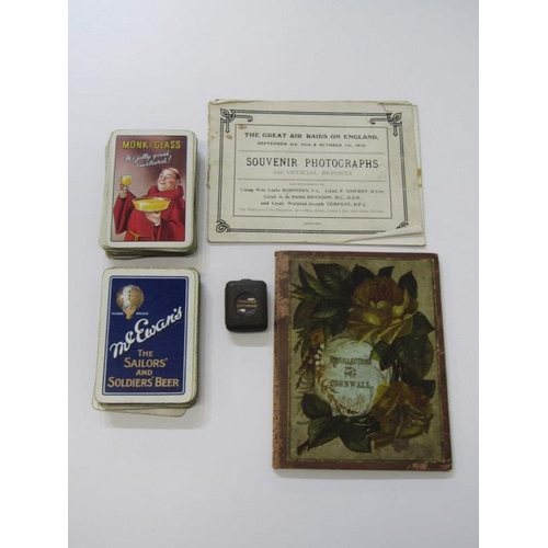 68 - EPHEMERA, a shelf of assorted ephemera including advertising playing cards for McEwan's Beer & Monk ... 