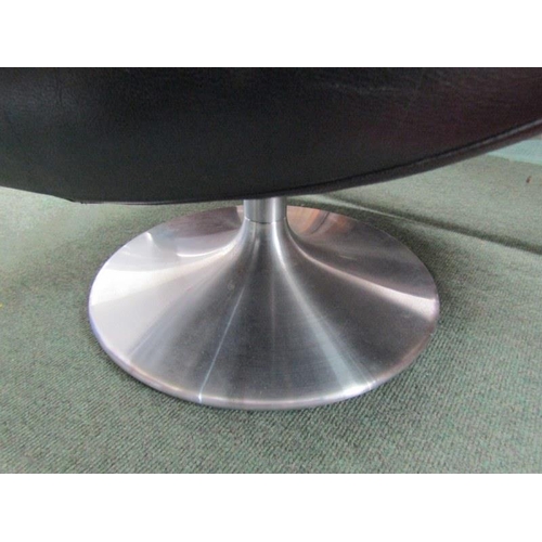 861 - RETRO LEATHER STOOL, Mid Century leather stool on chrome circular base