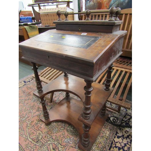 867 - 19th CENTURY DAVENPORT STYLE DESK, rosewood veneered desk with rising slope front, fitted 2 shaped s... 