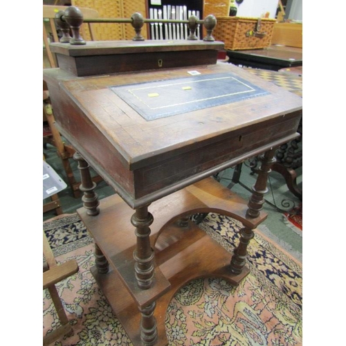 867 - 19th CENTURY DAVENPORT STYLE DESK, rosewood veneered desk with rising slope front, fitted 2 shaped s... 