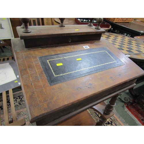 867 - 19th CENTURY DAVENPORT STYLE DESK, rosewood veneered desk with rising slope front, fitted 2 shaped s... 