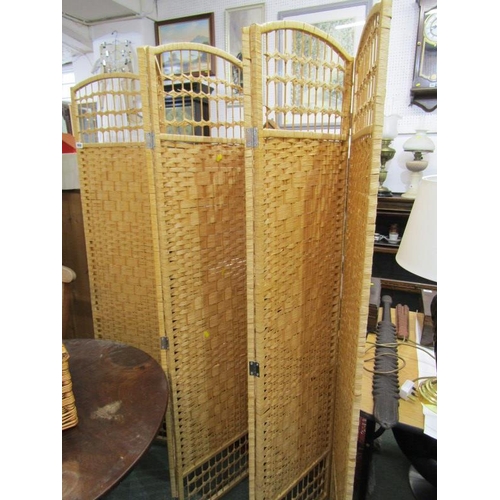 868 - WICKER FOLDING 6 PANEL SCREEN