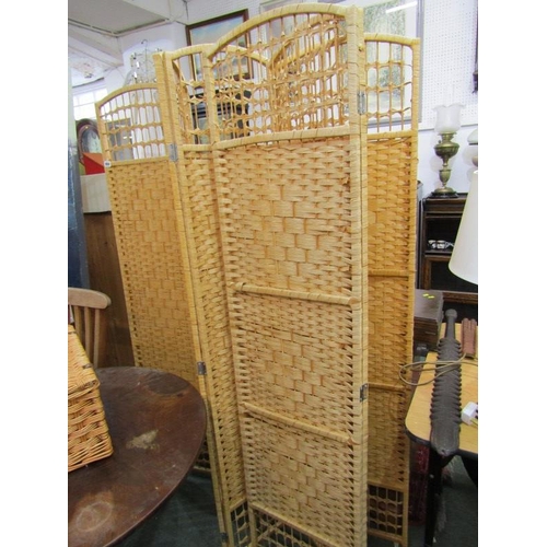 868 - WICKER FOLDING 6 PANEL SCREEN