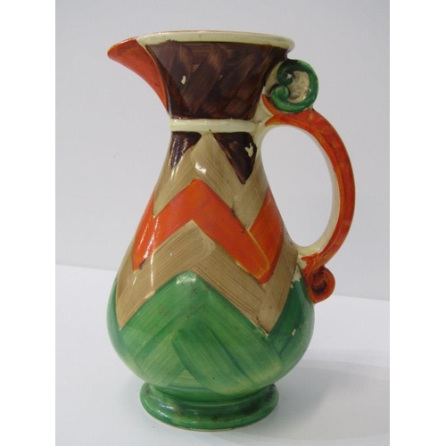 9 - ART DECO JUGS, Myott painted jug, model no. H8301, 19cm height together with 3 other hand painted ju... 