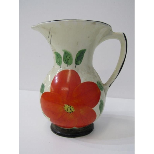 9 - ART DECO JUGS, Myott painted jug, model no. H8301, 19cm height together with 3 other hand painted ju... 