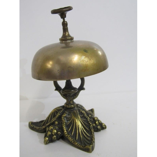 92 - ANTIQUE METALWARE, vintage brass counter top shop bell and 1 similar