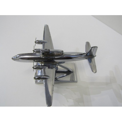 18 - ART DECO STYLE, chromed aircraft table lighter stamped Sarome, 20cm length