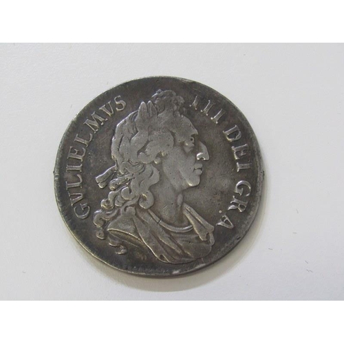 11 - 1696 William III silver crown Octavo, first bust. Ex-mount but in a good grade