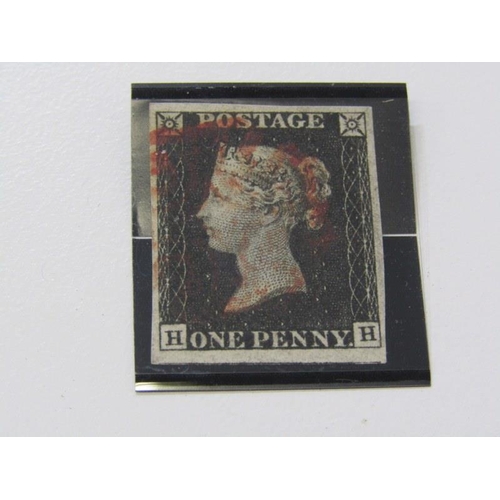 119 - FINE COPY PENNY BLACK, Stated to be plate II, four margin, lettered 'HH', with red MX cancel.  Behin... 