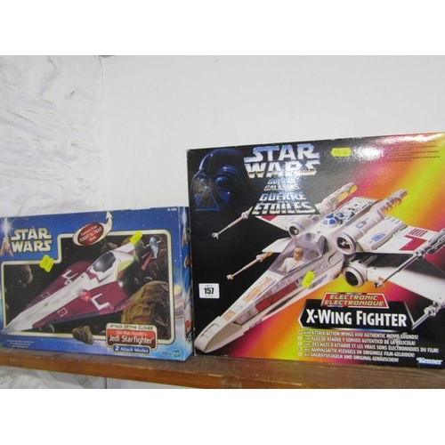 157 - STAR WARS, boxed Star Wars electronic X Wing Fighter, also Star Wars Attack of the Clones Jedi Star ... 