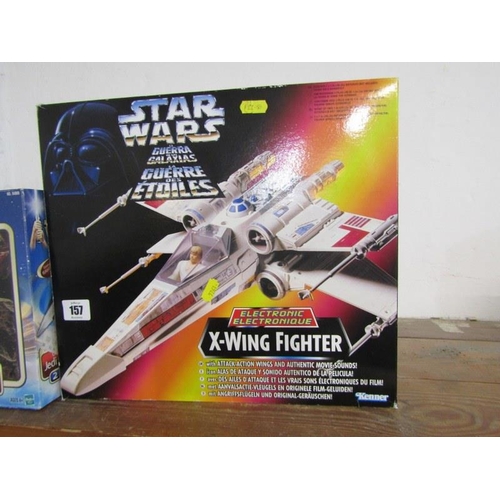 157 - STAR WARS, boxed Star Wars electronic X Wing Fighter, also Star Wars Attack of the Clones Jedi Star ... 