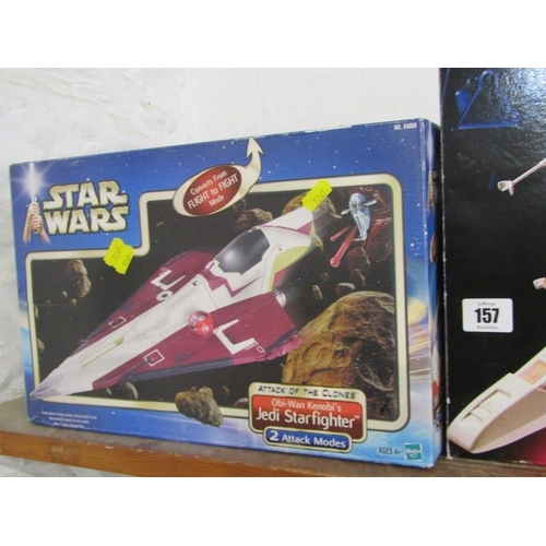 157 - STAR WARS, boxed Star Wars electronic X Wing Fighter, also Star Wars Attack of the Clones Jedi Star ... 