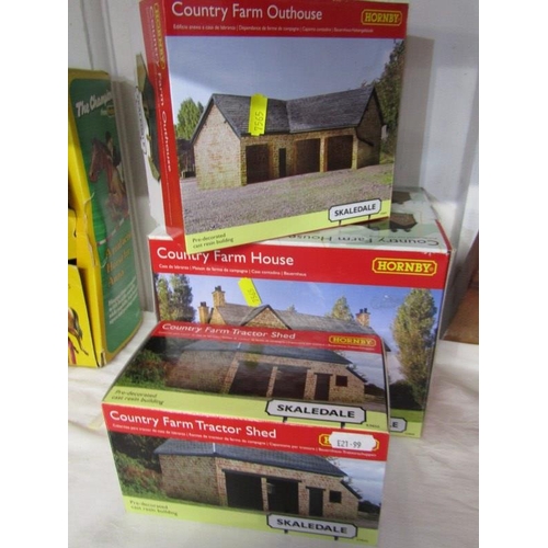 164 - 00 SCALE MODELS, 3 boxed Hornby models; The Country Farm Outhouse, Country Farm Tractor Shed, Countr... 