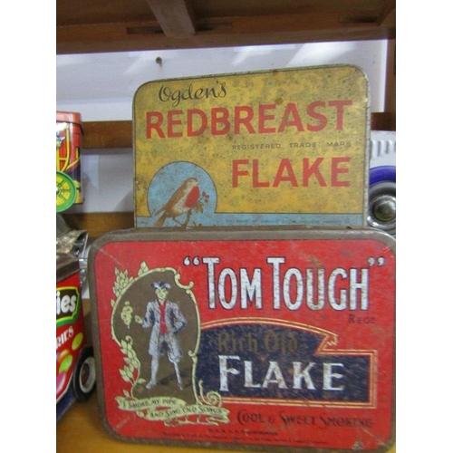 176 - VINTAGE TINS, vintage Triang milk float, also various vintage tins Tom Tough Ogdens Red Breast Flake... 