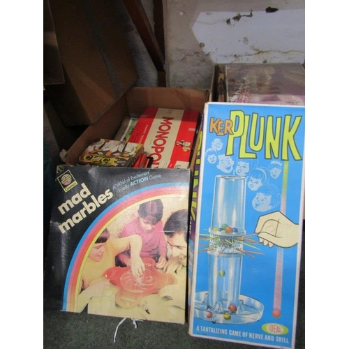 181 - 4 BOXES VINTAGE TOYS, Ker-plunk, Spirograph, new sealed puzzles, Waddington puzzles, Airfix Mad Marb... 