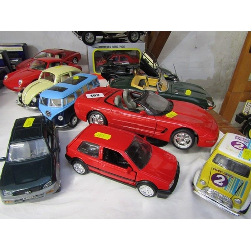 182 - DIECAST VEHICLES, 12 diecast vehicles; boxed Burago Mercedes Benz 190E, Burago Ferrari, Burago Porsc... 