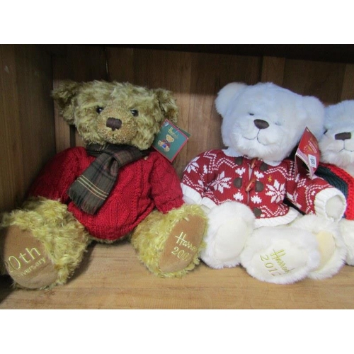 193 - HARRODS TEDDY BEARS, 4 Harrods collectable bears; 2005, 1999, 2006 & 2012, approx 16